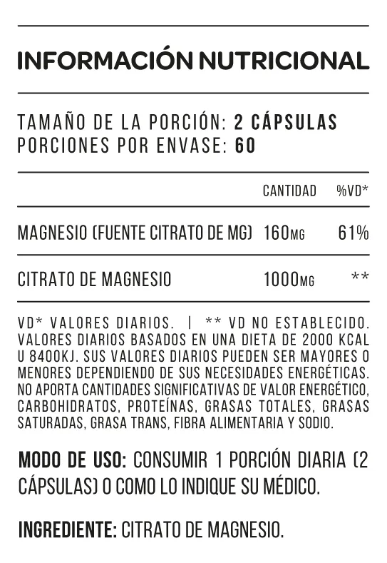 CITRATO DE MAGNESIO STAR NUTRITION CAPSULAS